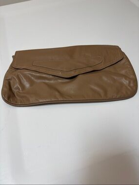 Sleek Brown Leather Envelope Clutch